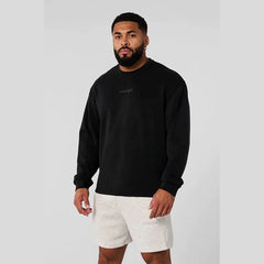 YOUNGLA- Black Oversized Long-Sleeve Sweatshirt