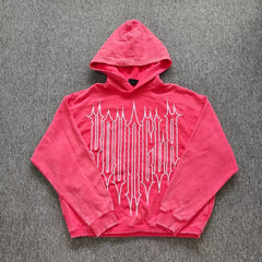 YOUNGLA- Washed Pink Graphic Pullover Hoodie