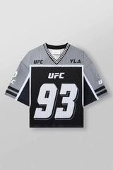 YoungLA x UFC Oversized V-Neck Mesh Jersey – Grey / Black "93" Graphic