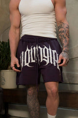 YoungLA Red Gothic Graphic Gym Shorts
