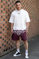 YoungLA Burgundy Gothic Script Gym Shorts