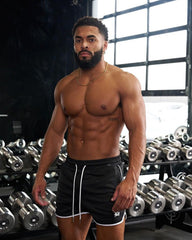YoungLA Black Classic Piped Gym Shorts