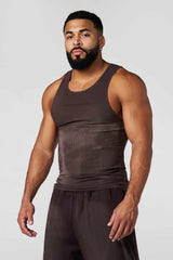 YoungLA Deep Brown Ice Silk Ribbed Tank