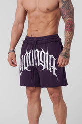YoungLA Red Gothic Graphic Gym Shorts