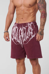YoungLA Burgundy Gothic Script Gym Shorts