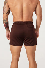 YoungLA Dark Brown Script Logo Gym Shorts