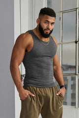 YoungLA Heather Grey Ribbed Racerback Tank