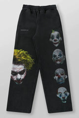 YOUNGLA Men's Joker Vintage Graphic Acid Wash Straight Leg Sweatpants