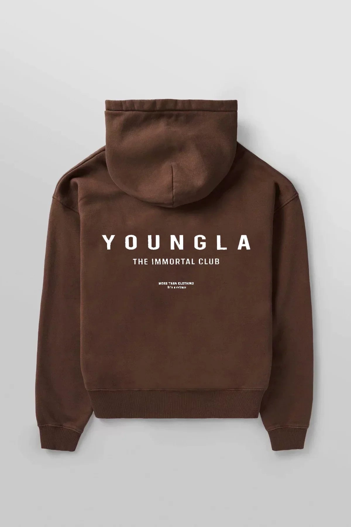 YOUNGLA- Brown Immortal Club Pullover Hoodie