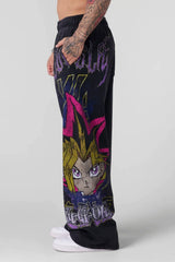 YOUNGLA Men's Cyber Anime Graphic Wide Leg Sweatpants