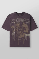 YoungLA Plum Purple Drip Skull Graphic Oversized Shirt | Vintage Heavy Cotton Gym Pump Cover
