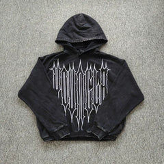 YOUNGLA- Black Graphic Pullover Hoodie
