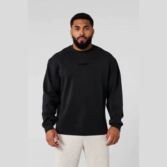 YOUNGLA- Black Oversized Long-Sleeve Sweatshirt
