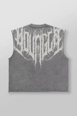 YoungLA Grey Mineral-Wash Gothic Muscle Tee
