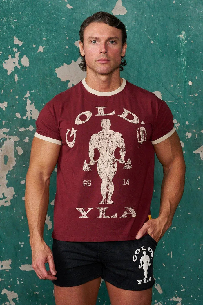 YoungLA x Gold's Gym Graphic Ringer T-Shirt | Classic Bodybuilding Gym Top