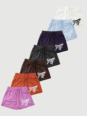 YoungLA Ice Blue Script Logo Gym Shorts