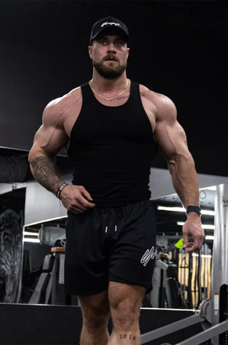 YoungLA Black Ribbed Racerback Tank