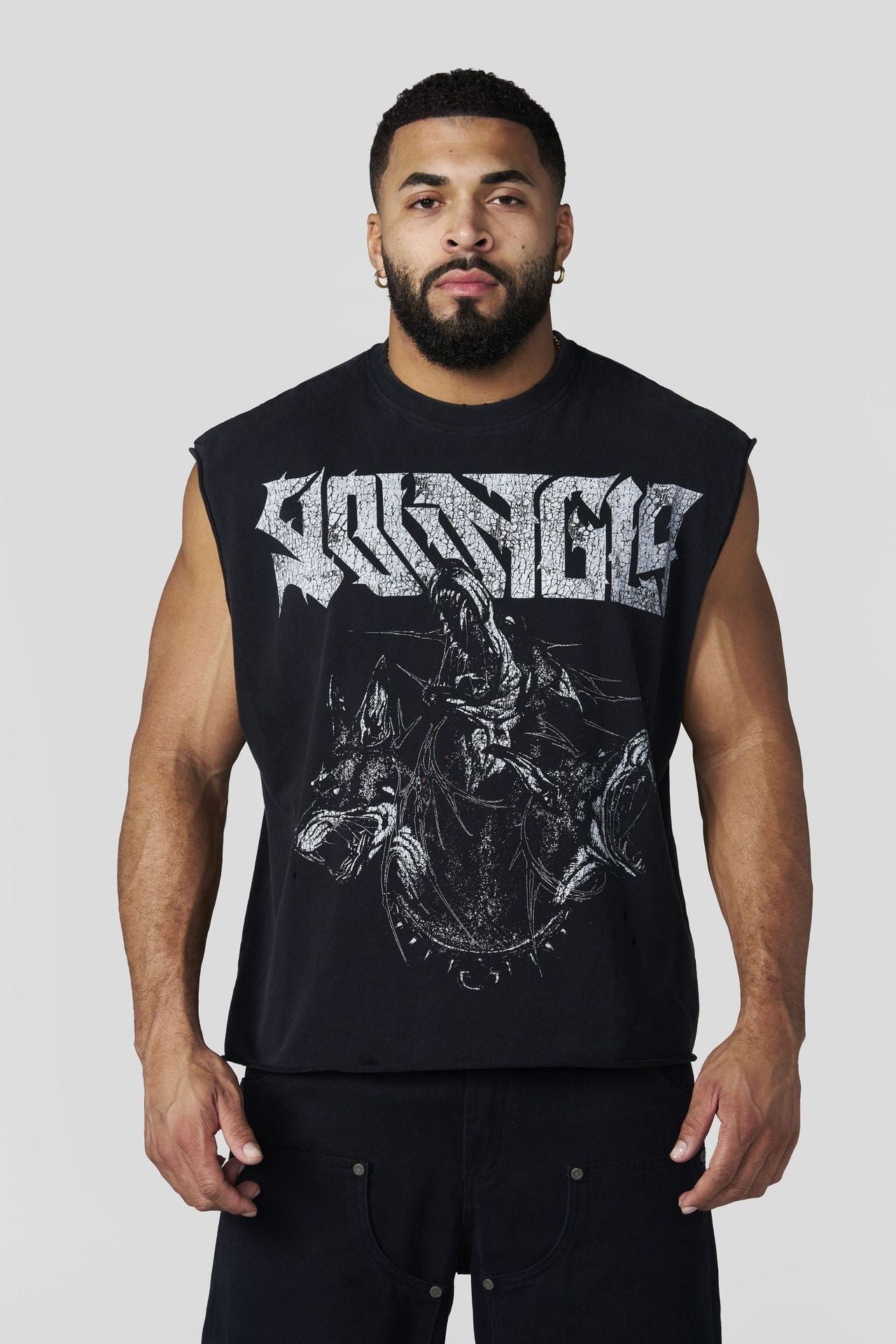 YoungLA Black Demonic Graphic Sleeveless Tee