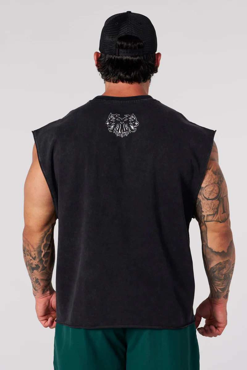YoungLA Black Trentech Acid-Wash Muscle Tee