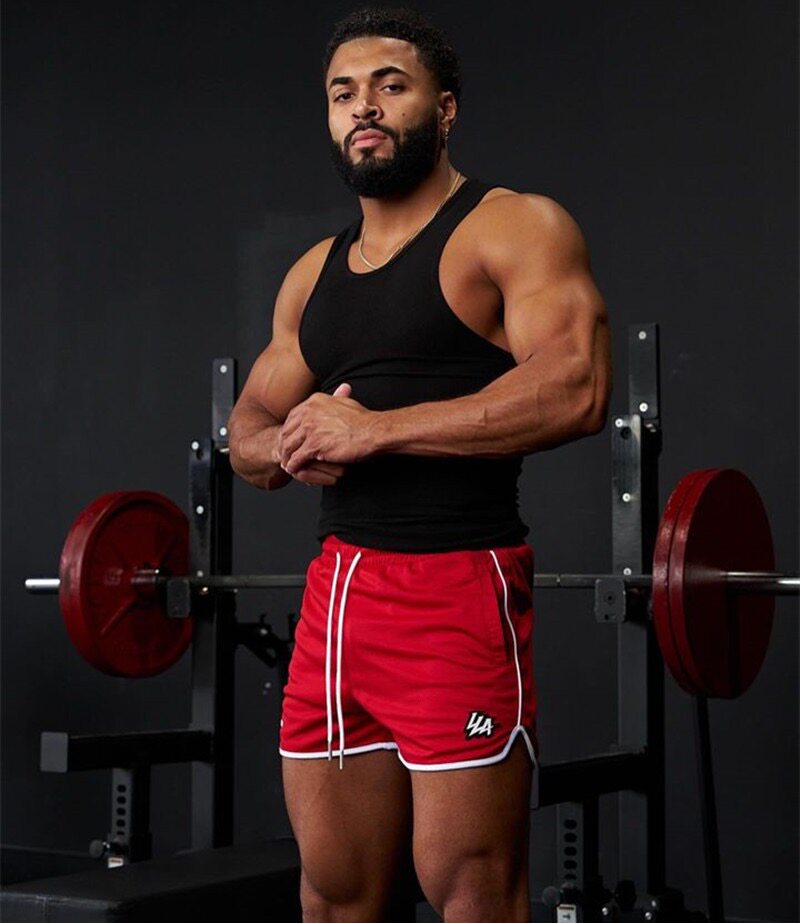 YoungLA Red Classic Piped Gym Shorts