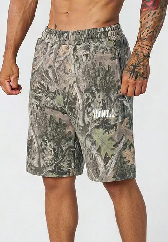 YoungLA Gothic Leaf Camo Gym Shorts
