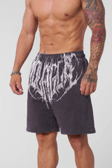 YoungLA Charcoal Gothic Script Gym Shorts