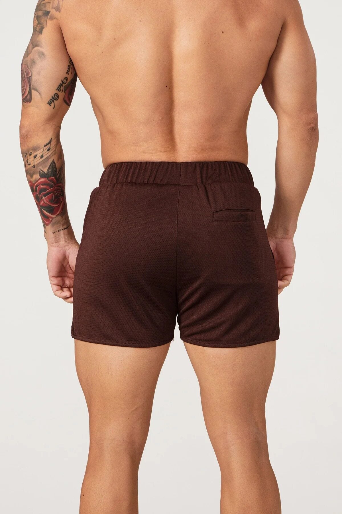 YoungLA Dark Brown Script Logo Gym Shorts
