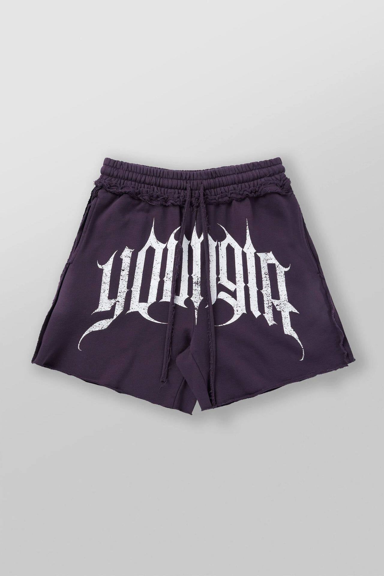 YoungLA Red Gothic Graphic Gym Shorts